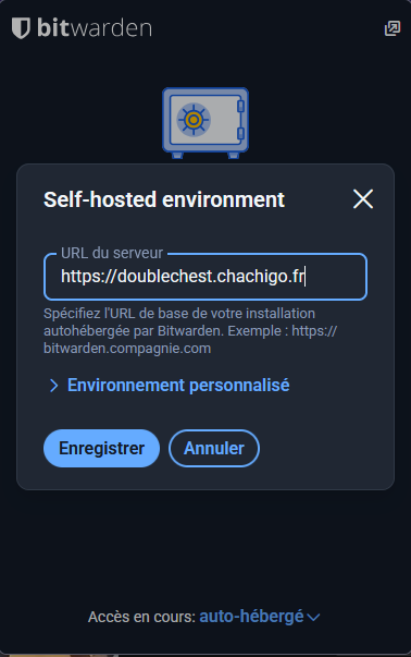 Ajouter l'URL du serveur